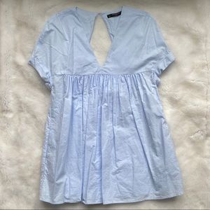 Zara Light Blue Cotton Romper - size XS